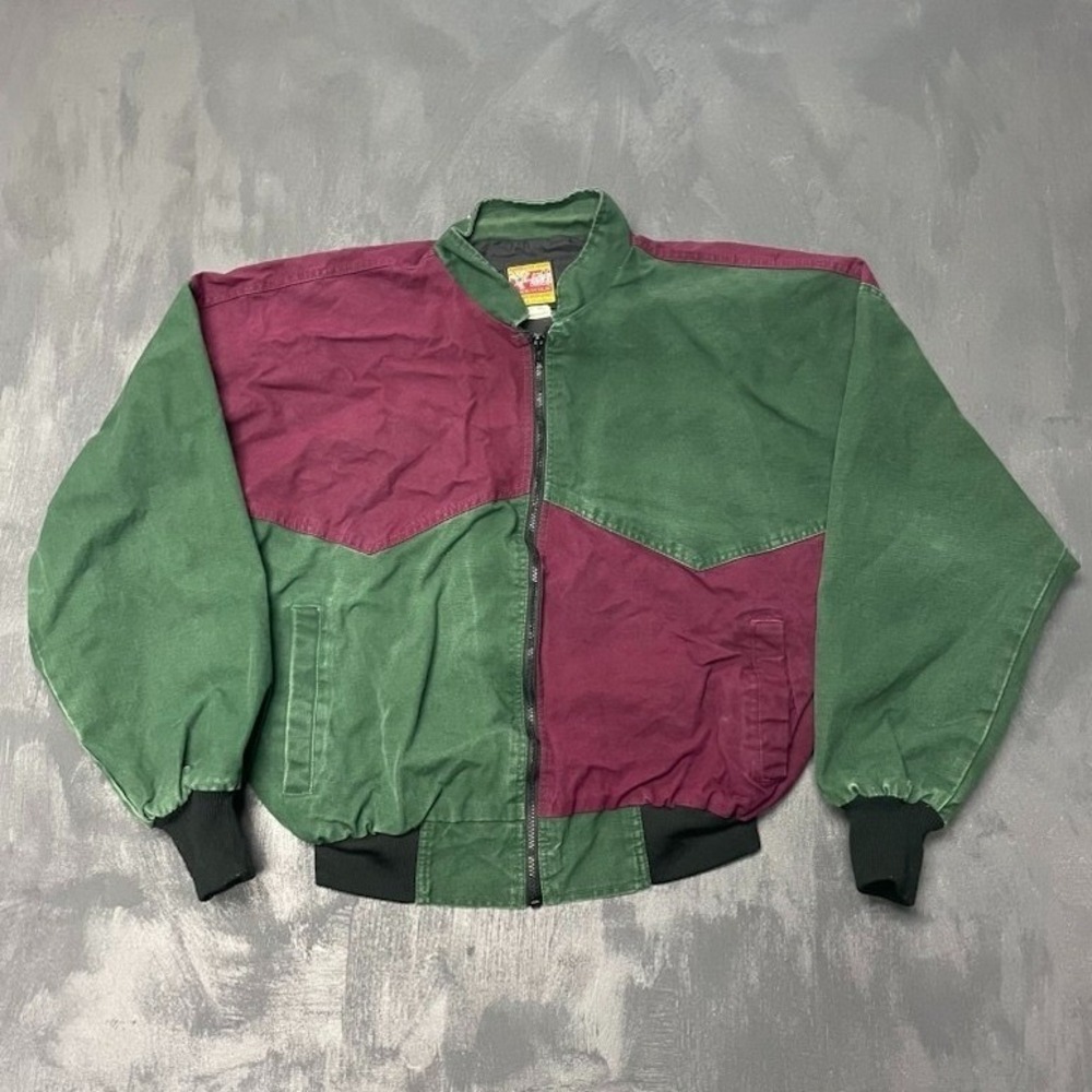 Vintage Colorblock Bomber Jacket Mens XL Green 1990s Bee-Wild